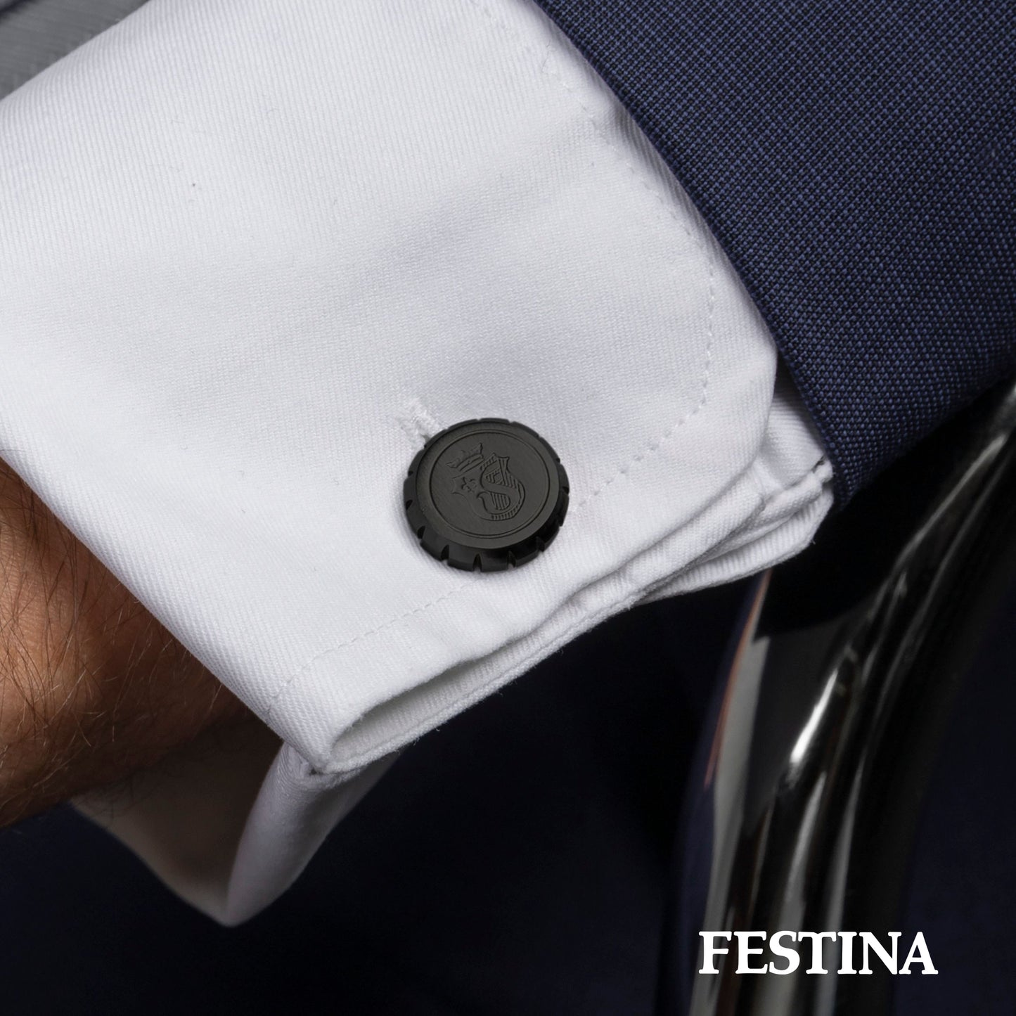 Festina Cufflinks Chronobike Black & Silver (FJM221C)